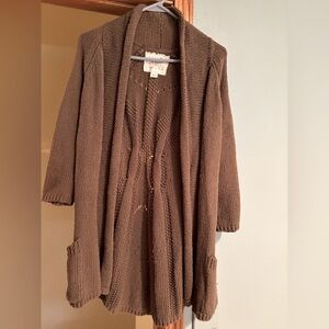 Anthropologie - Angel of The North Cardigan, 3/4 sleeve, Open Front, 2 Pockets